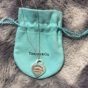 Tiffany & Co. Silver Heart Pendant Necklace with Tiffany Blue Pouch